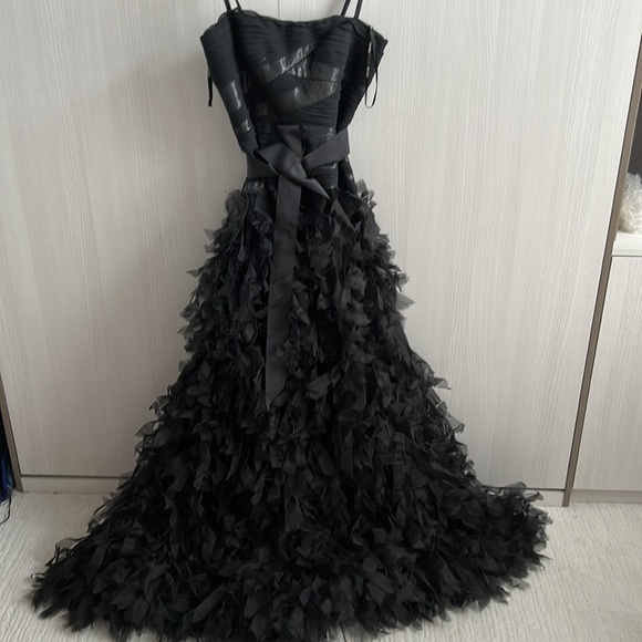 Tadashi Shoji Elegant Black Ruffle Gown - Picture 5 of 12